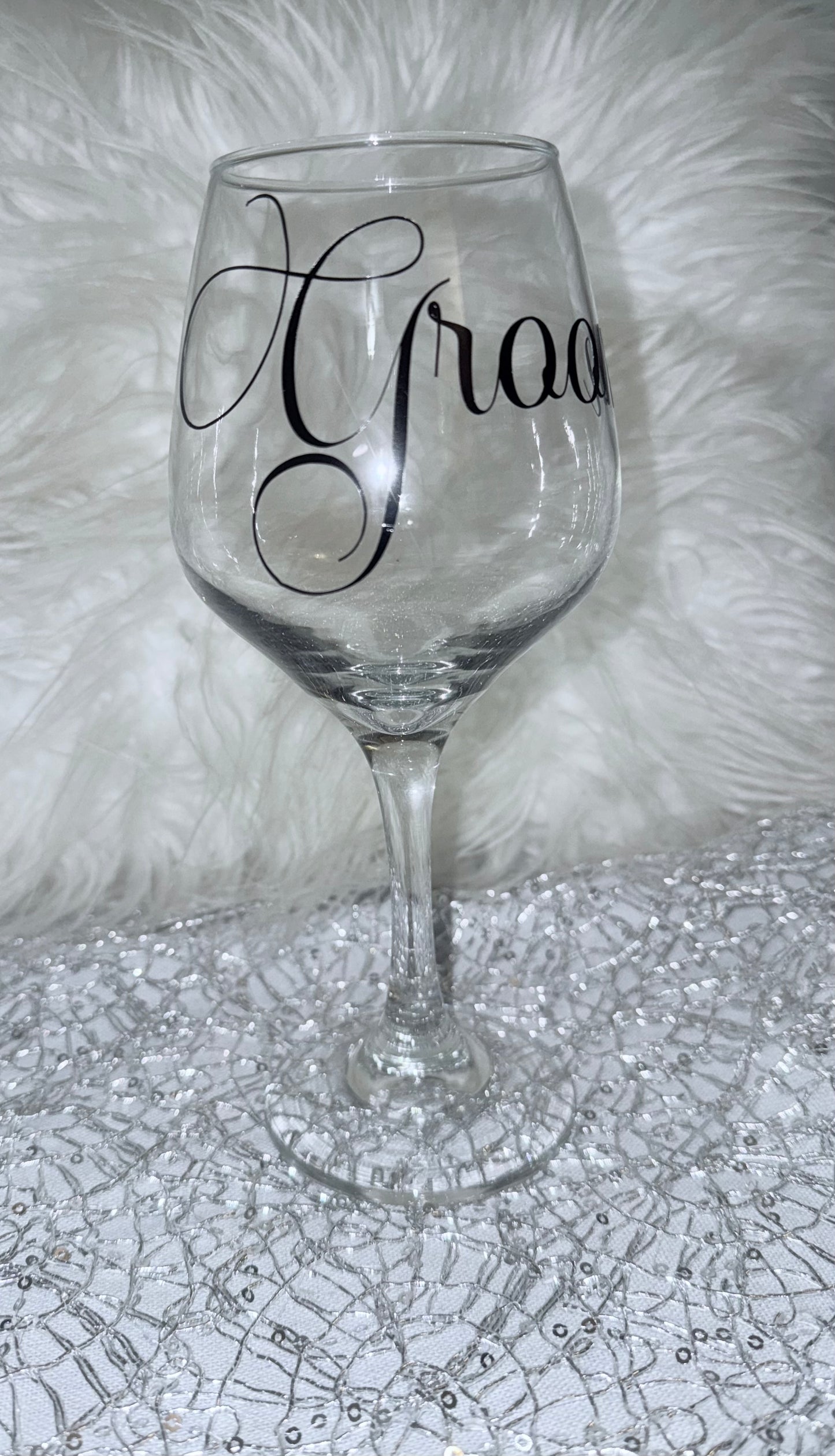 Groom wine glass