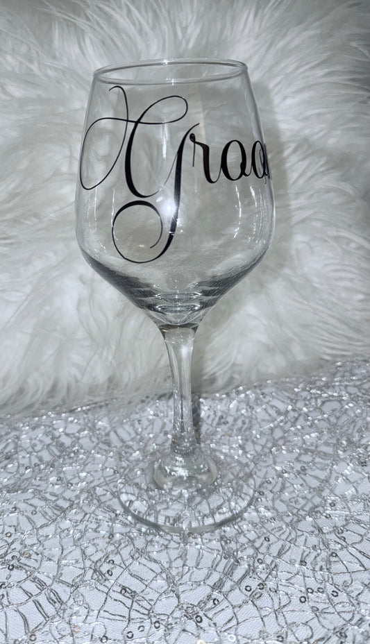 Groom wine glass