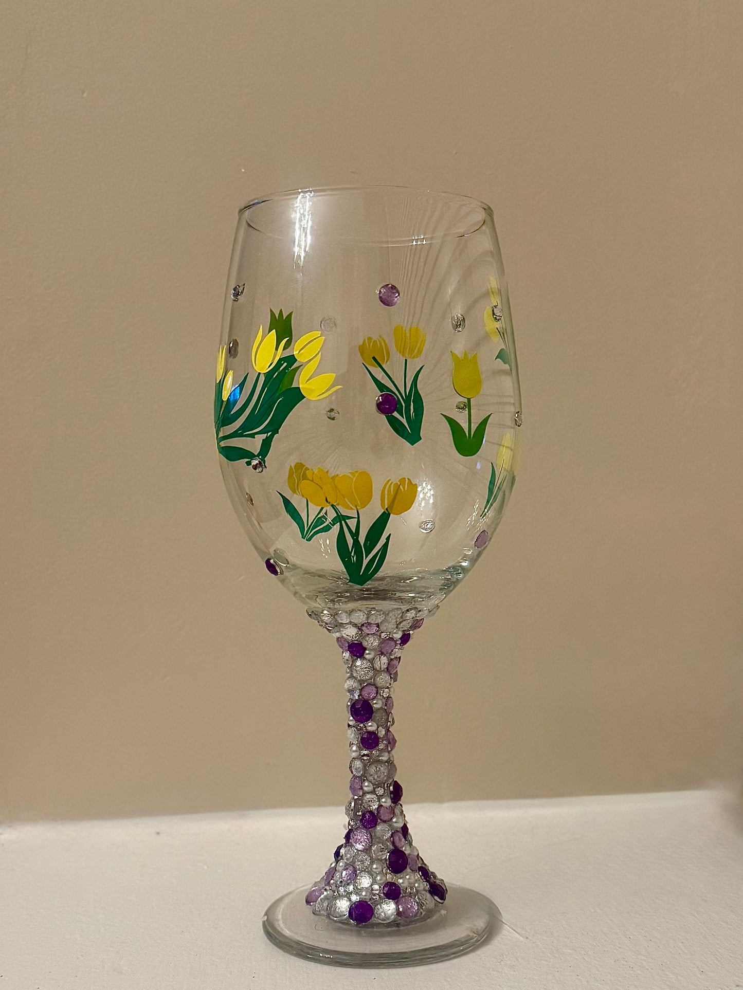 Flower BLING wine glass