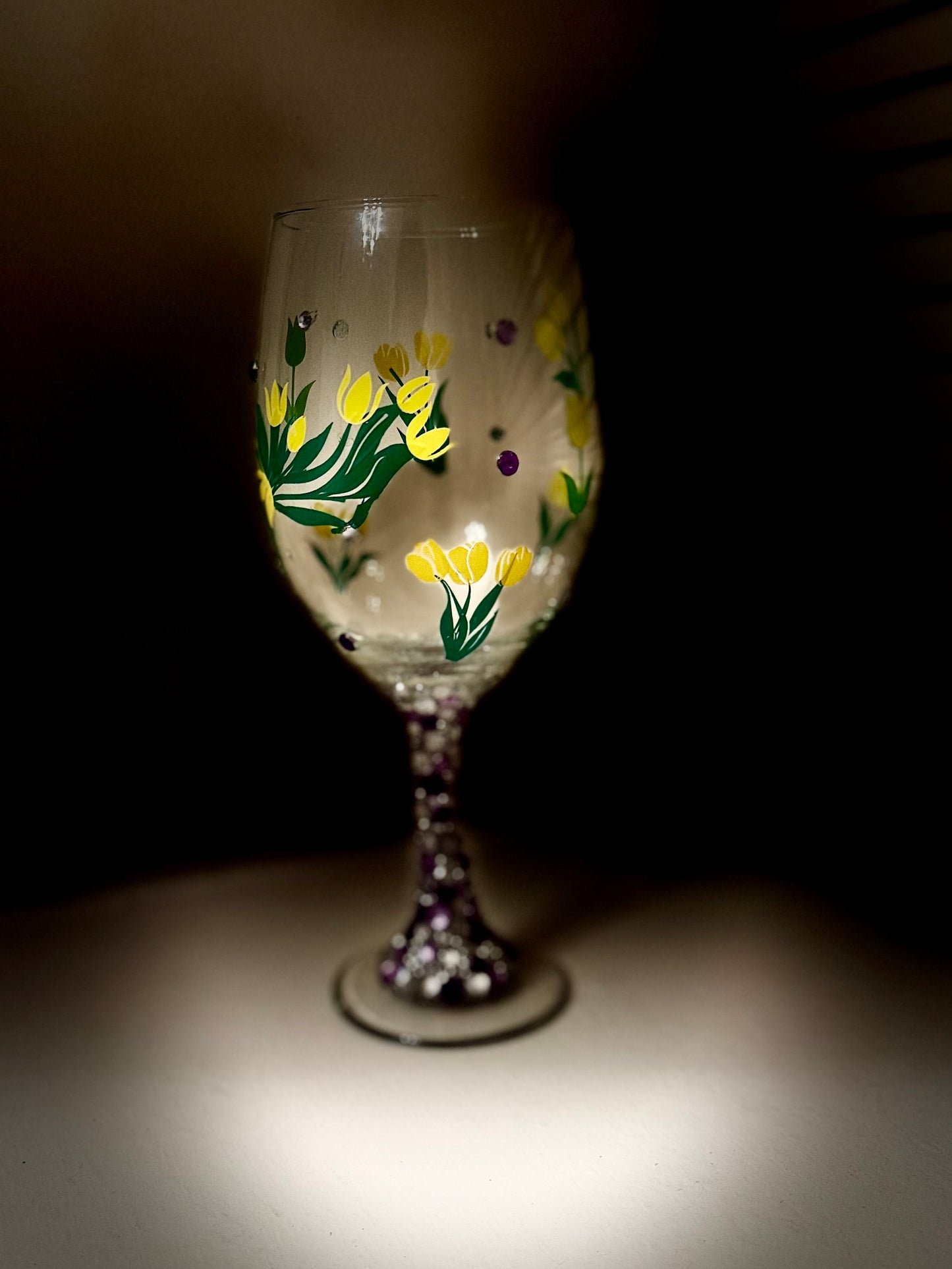 Flower BLING wine glass