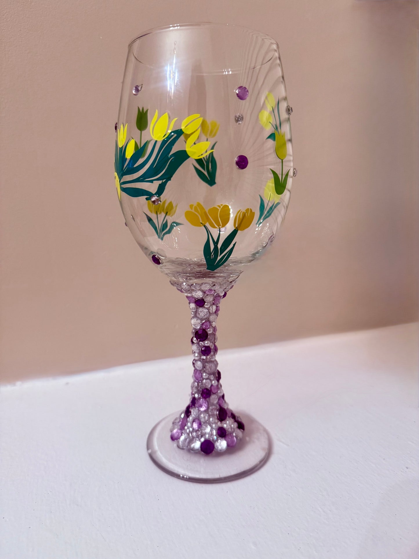 Flower BLING wine glass