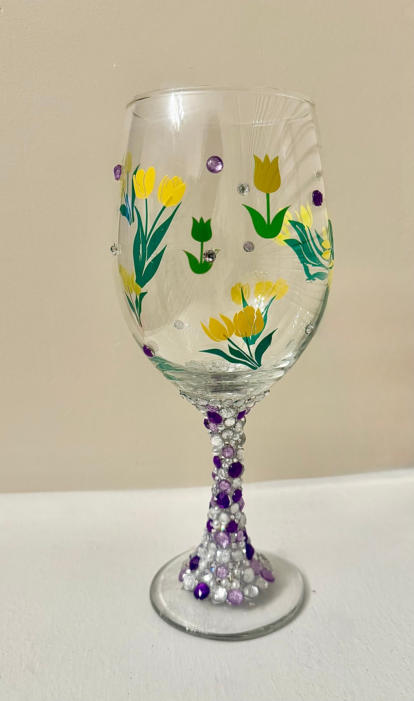 Flower BLING wine glass