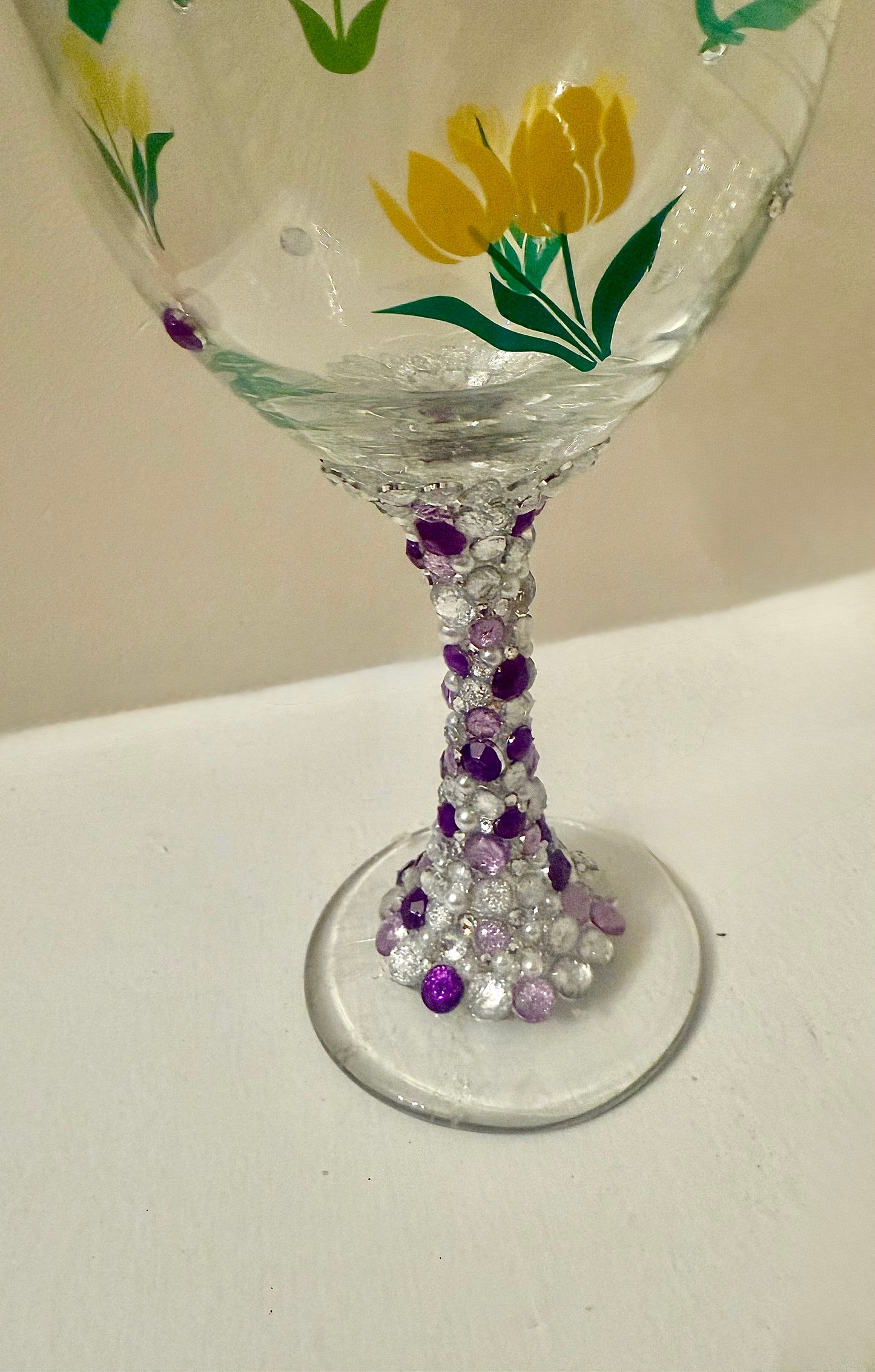 Flower BLING wine glass