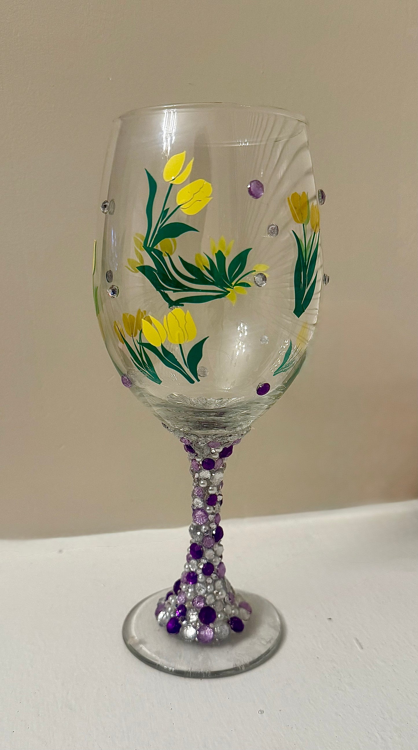 Flower BLING wine glass